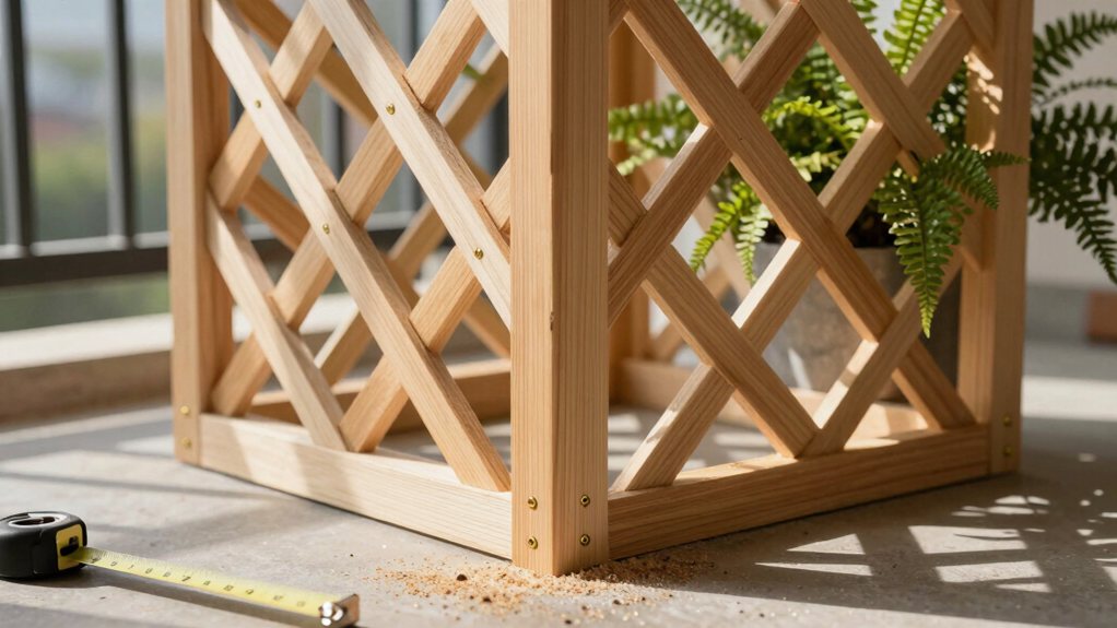 anchored wooden lattice screen