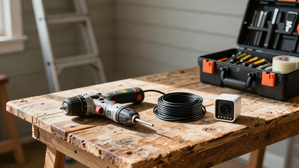 drill ladder goggles screwdrivers