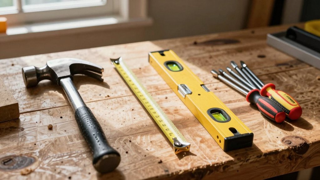 hammer screwdrivers wrench tape