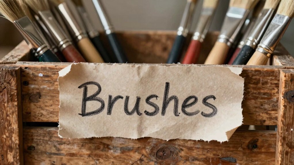 handwritten masking tape labels