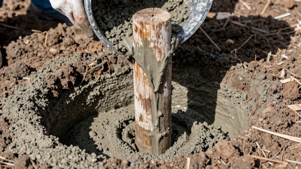 permanently set fence post