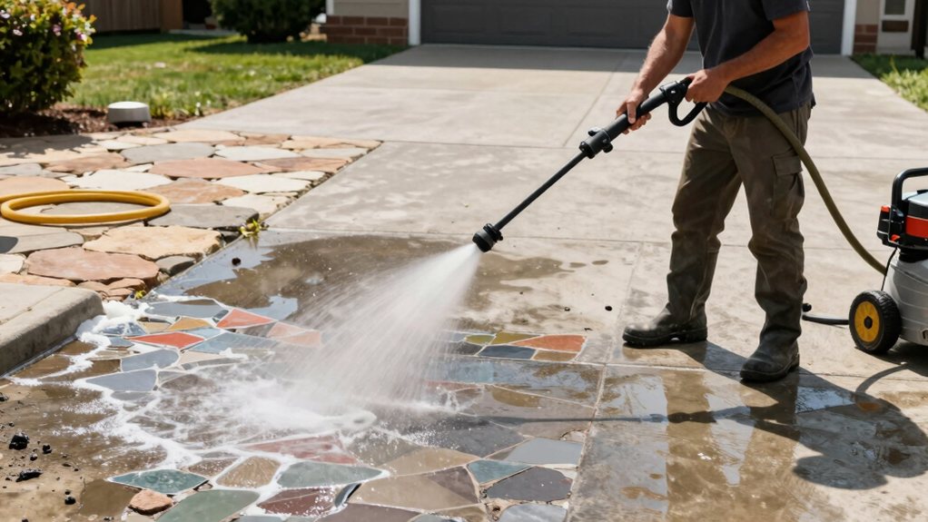 safely pressure wash driveway patio