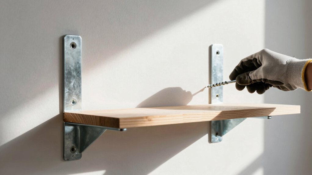 screw brackets into studs