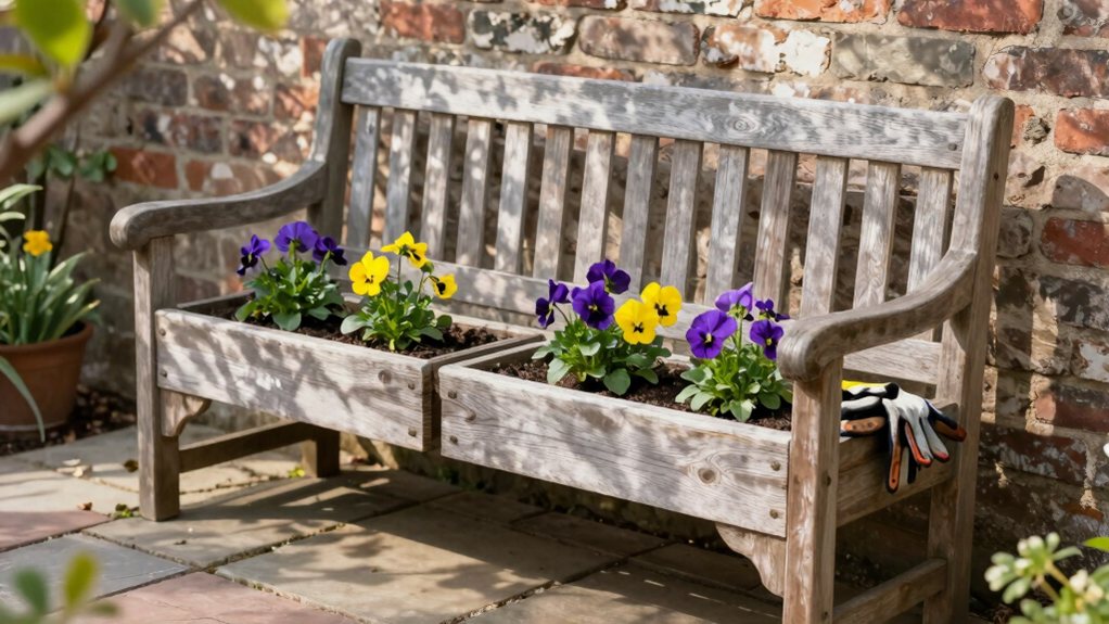 simple outdoor planter bench