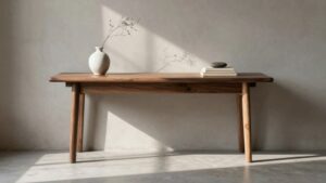 slim console behind sofa