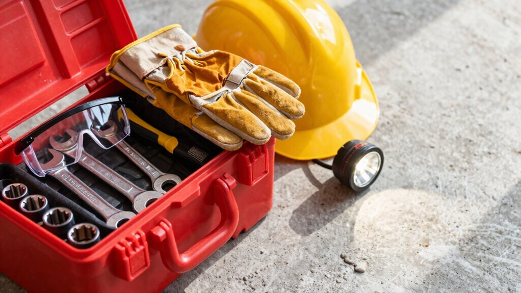 tools lubricant gloves glasses