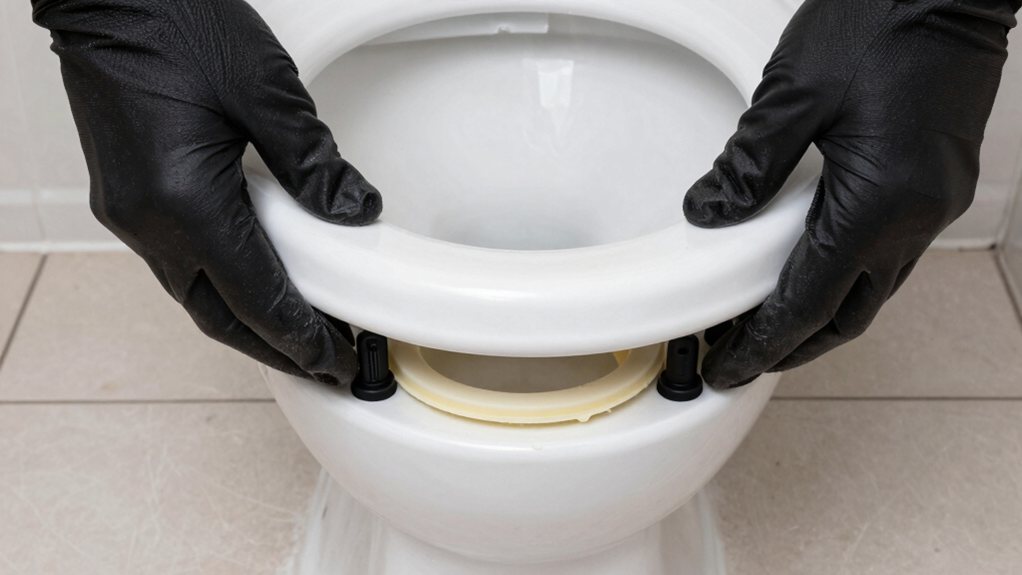 lower level shim secure toilet